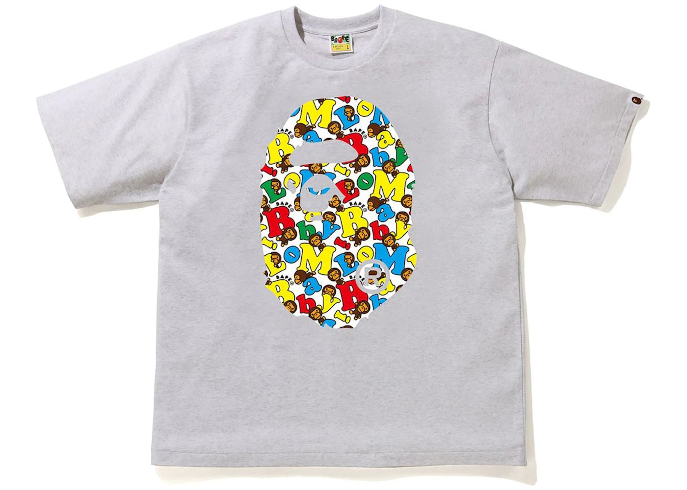 BAPE Baby Milo Alphabet Ape Head Relaxed Tee Gray