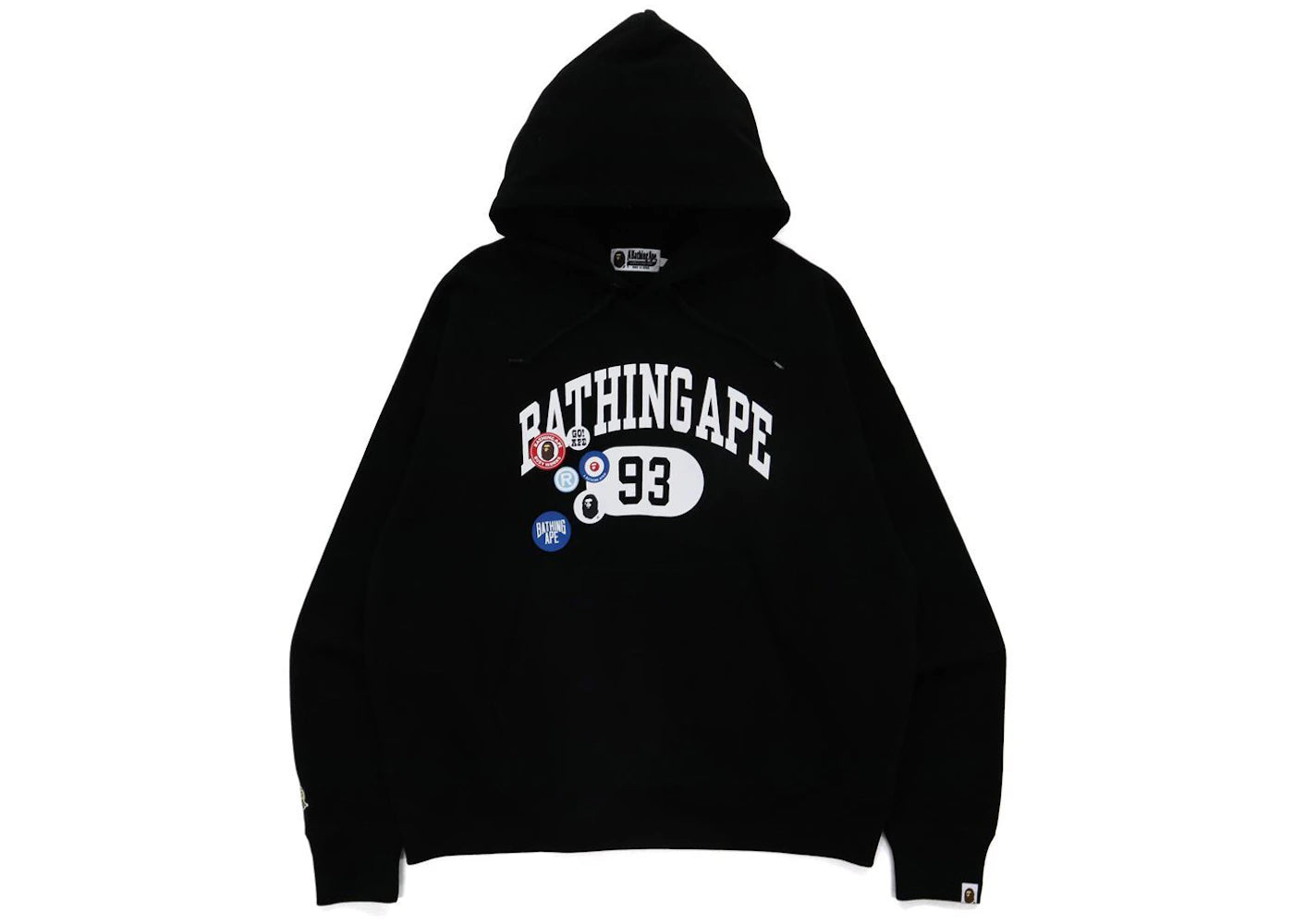 BAPE Badge Motif Loose Fit Pullover Hoodie Black