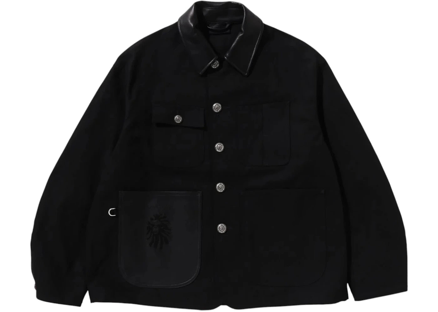 BAPE Bape Black Leather Trim Chore Jacket Black