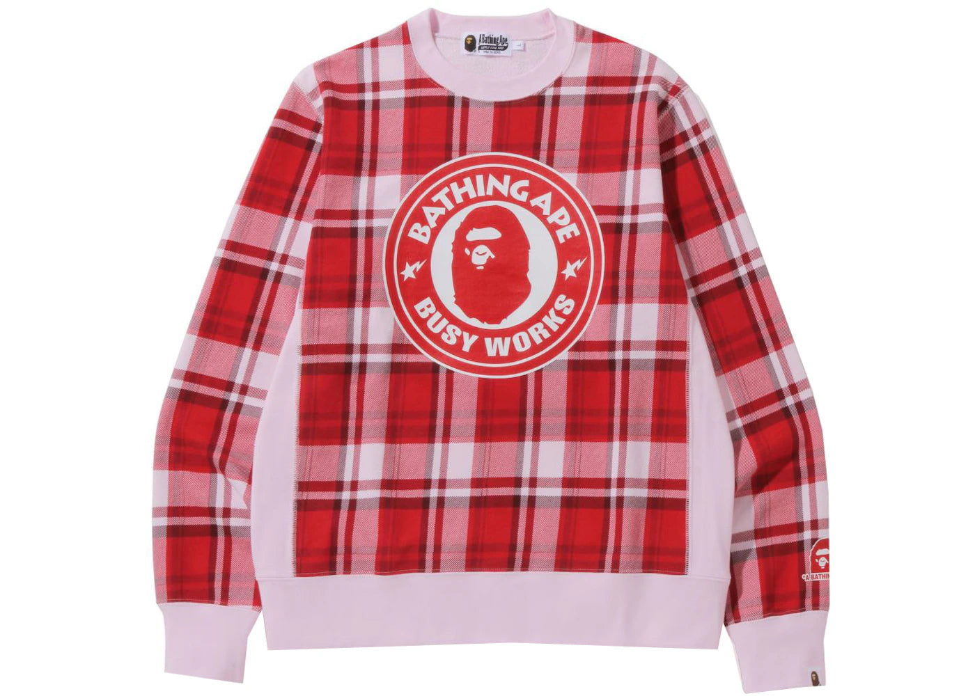 BAPE Bape Check Gift Busy Works Crewneck Red