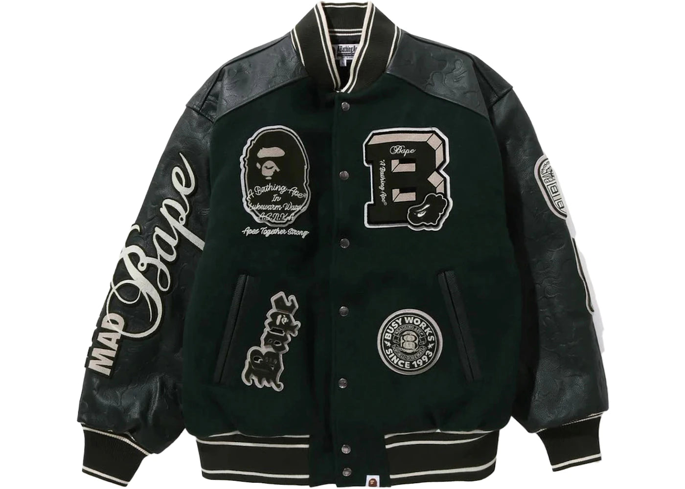 BAPE Bape Patch Varsity Jacket Green