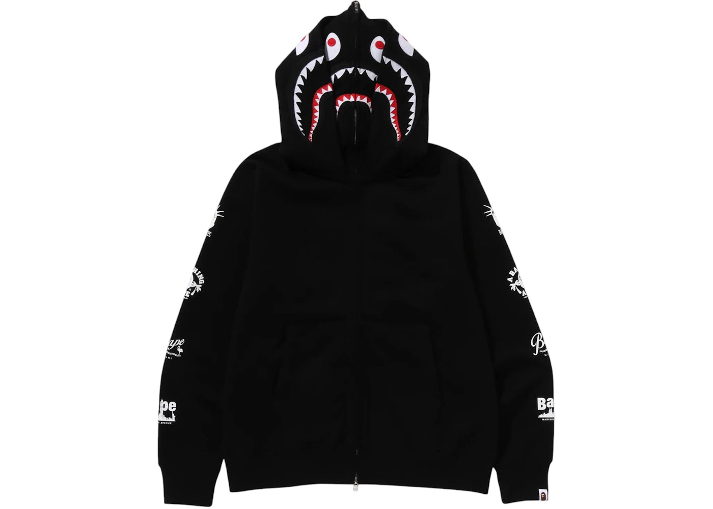 BAPE Bape Us Double Shark Full Zip Hoodie Black