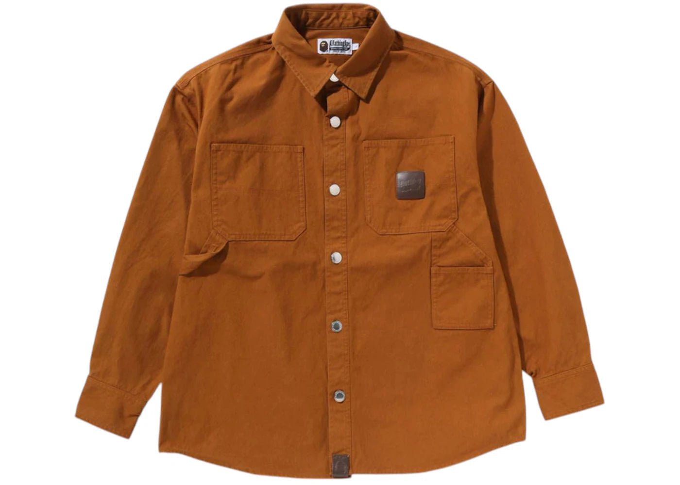 BAPE Bathing Ape Logo Canvas L/S Work Shirt Brown