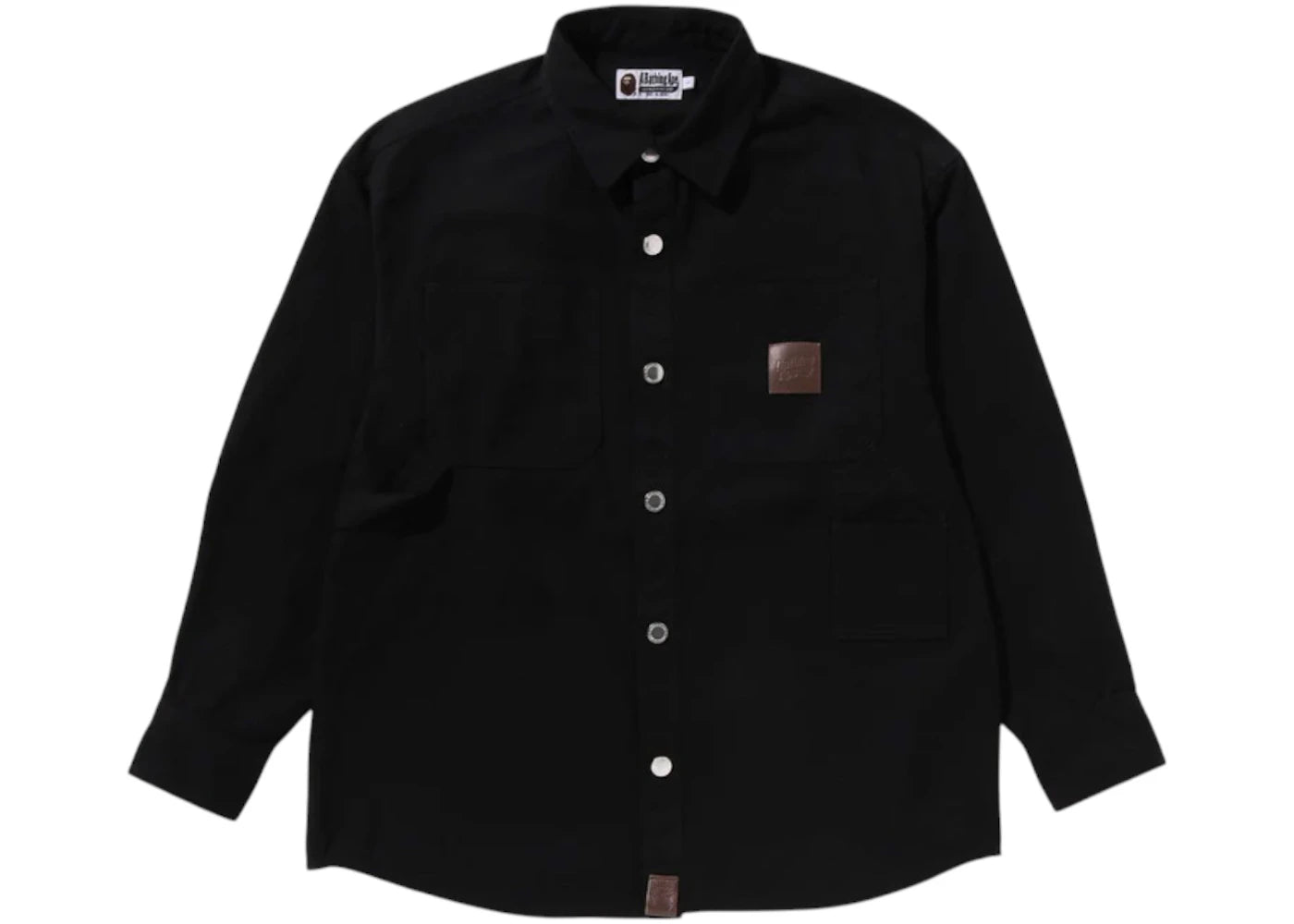 BAPE Bathing Ape Logo Canvas L/S Work Shirt Charcoal