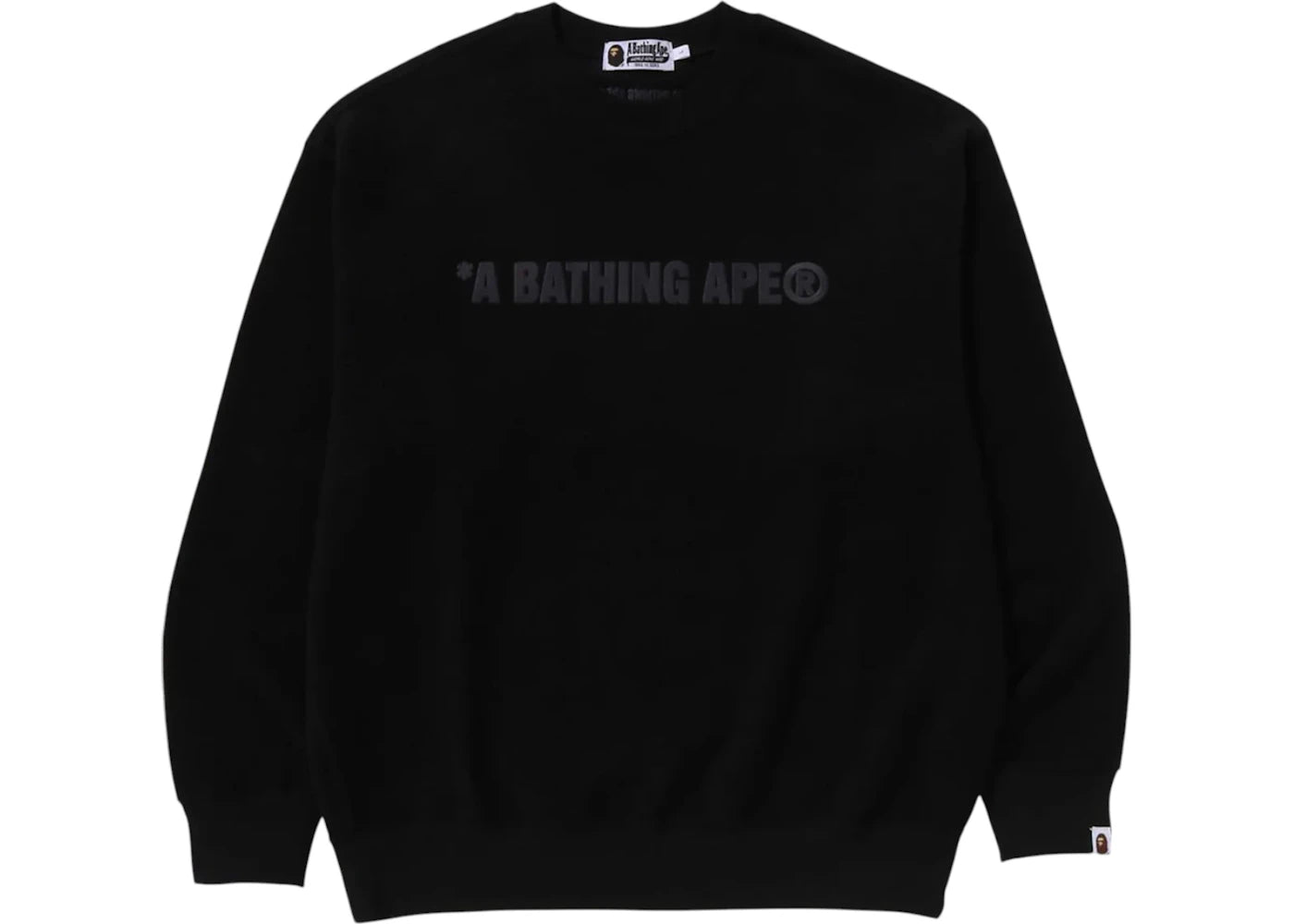 BAPE Bathing Ape Logo Relaxed Fit Crewneck Sweatshirt Black