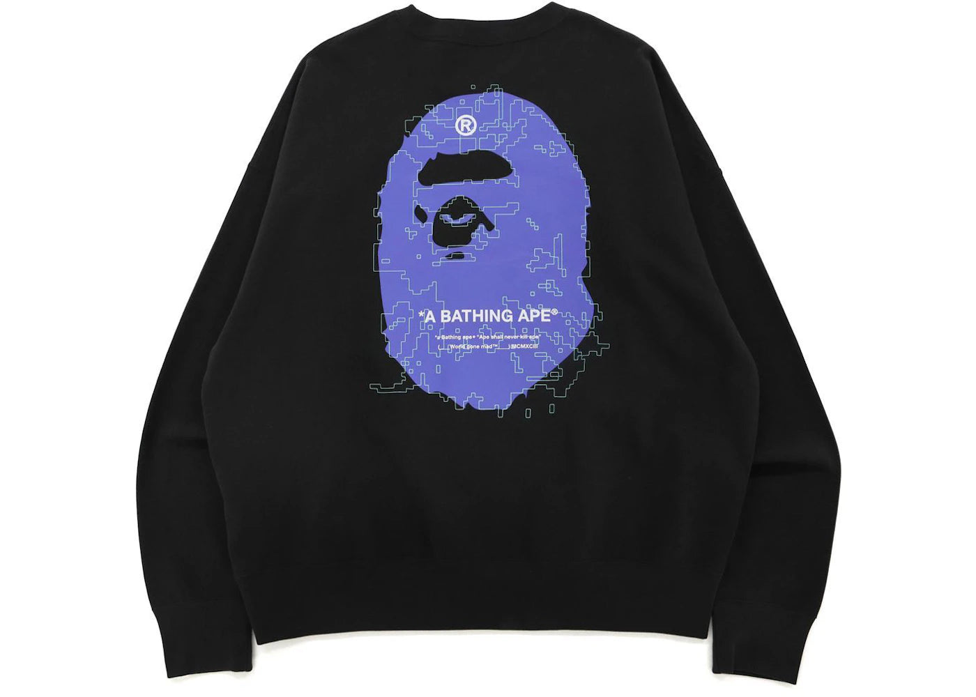 BAPE Big Ape Head Digital Mosaic Loose Fit Crewneck Charcoal