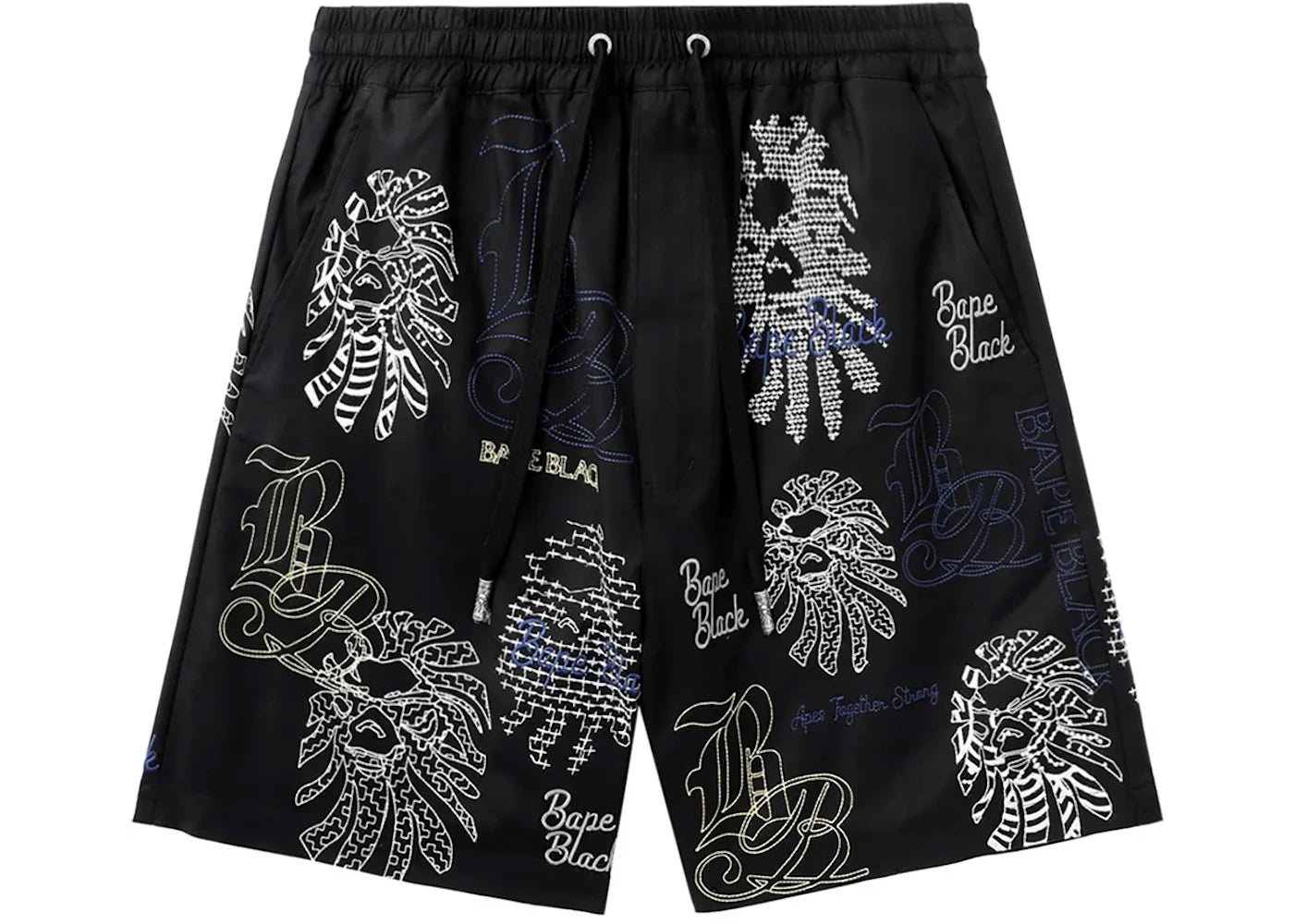 BAPE Black Graphic Stitch Shorts Black