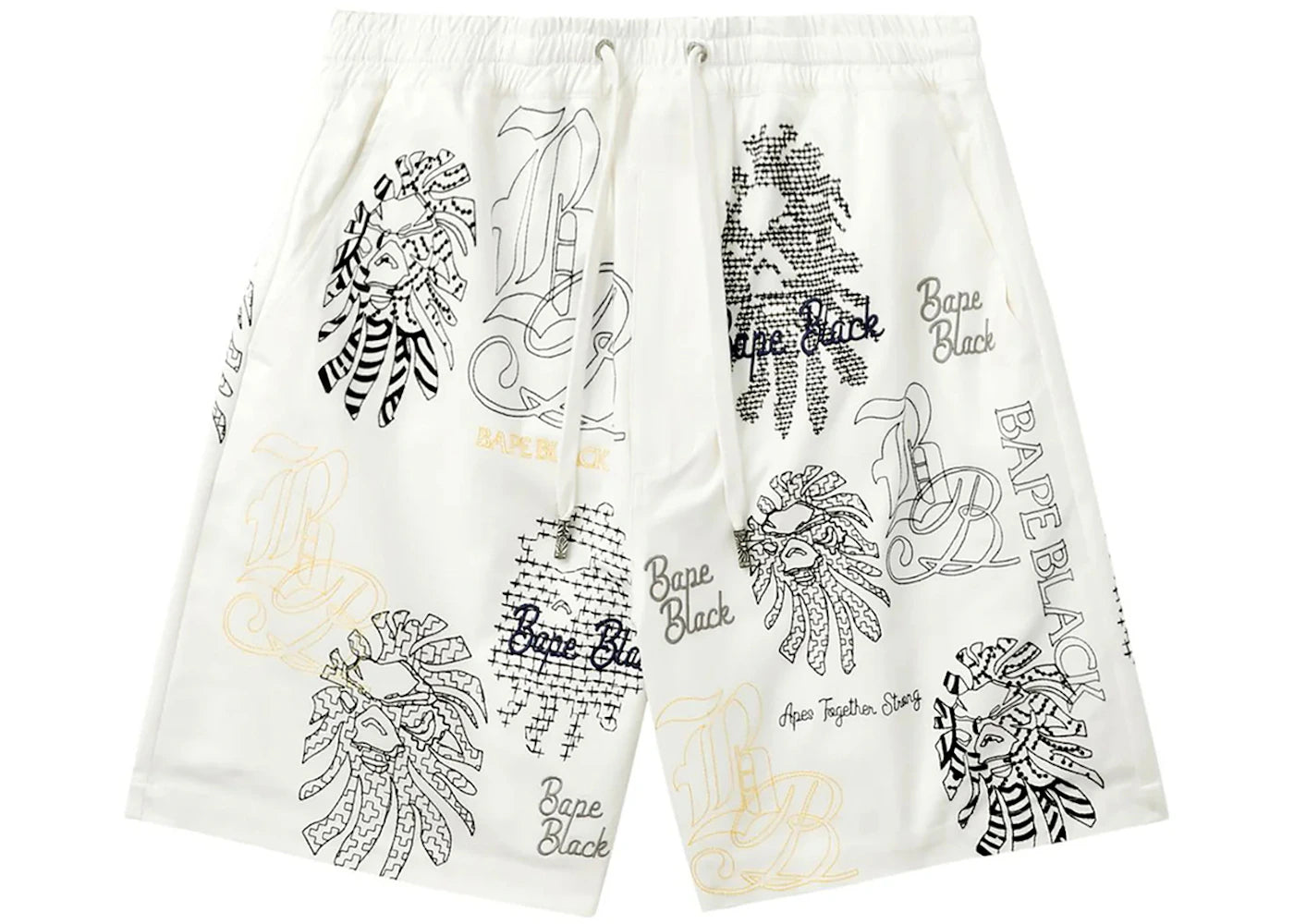 BAPE Black Graphic Stitch Shorts White