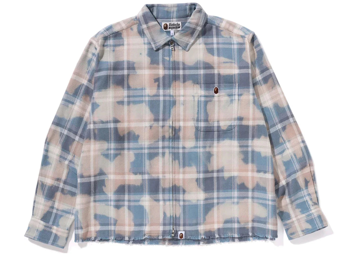 BAPE Bleached Check Zip Shirt Sax