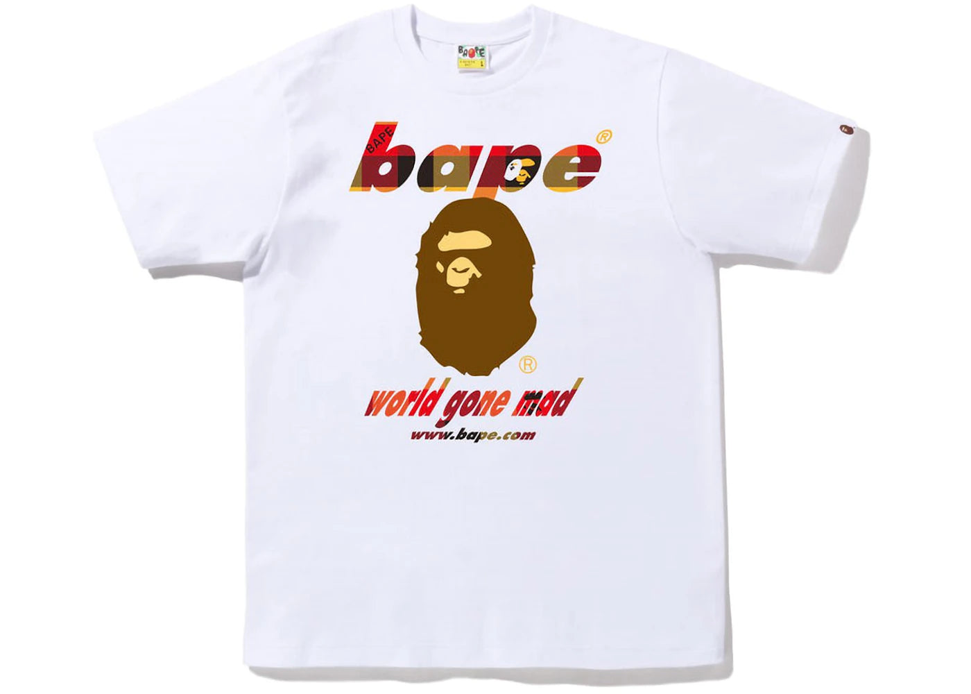 BAPE Block Check WGM Ape Head Tee White Red