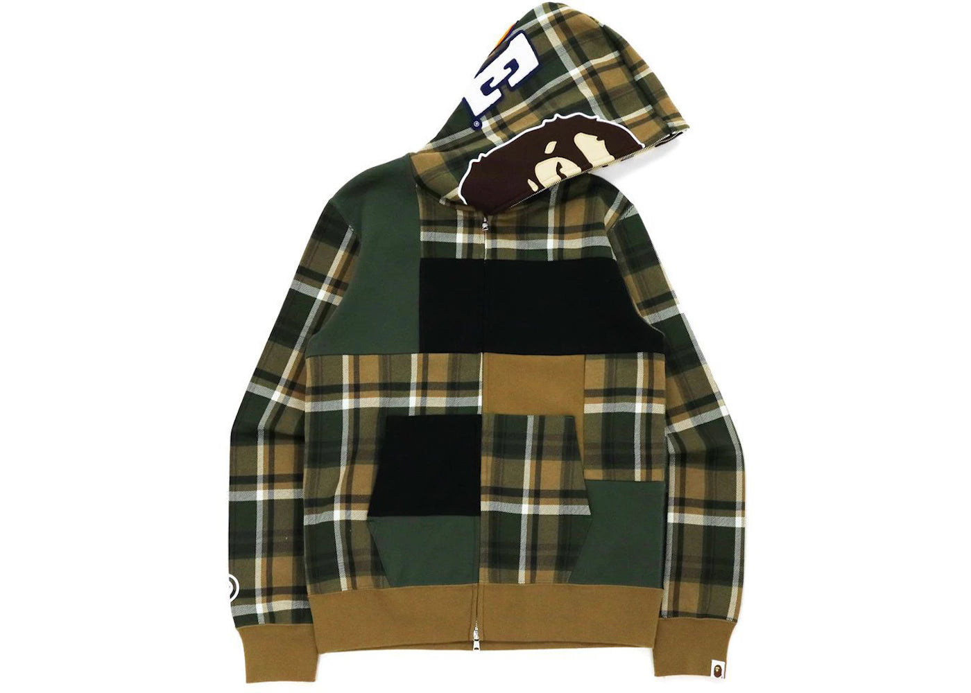 BAPE Check 2nd Ape Full Zip Hoodie Olivedrab