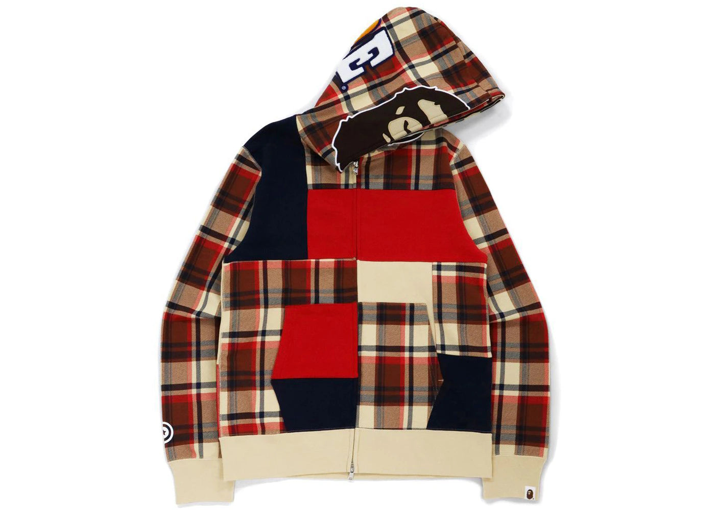BAPE Check 2nd Ape Full Zip Hoodie Red