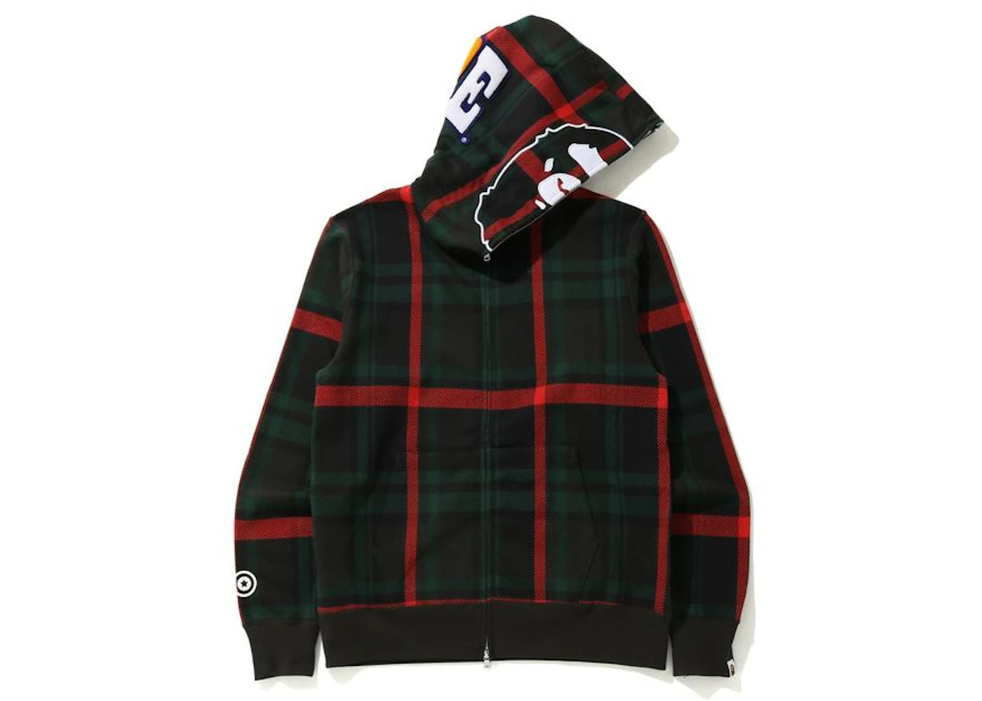 BAPE Check 2nd Ape Wide Full Zip Hoodie Green
