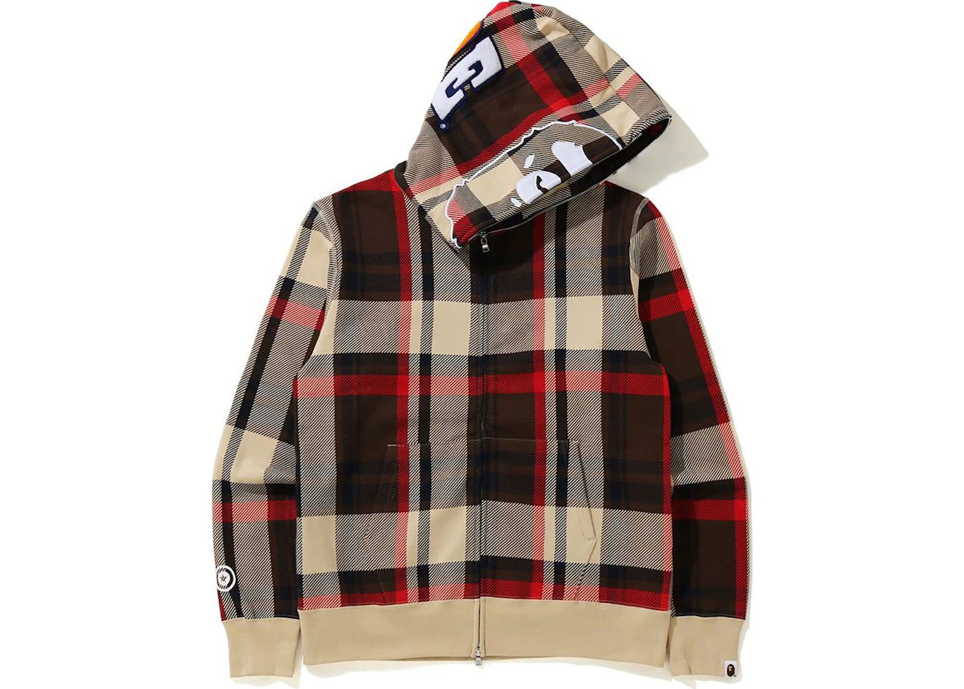 BAPE Check 2nd Ape Wide Full Zip Hoodie Red