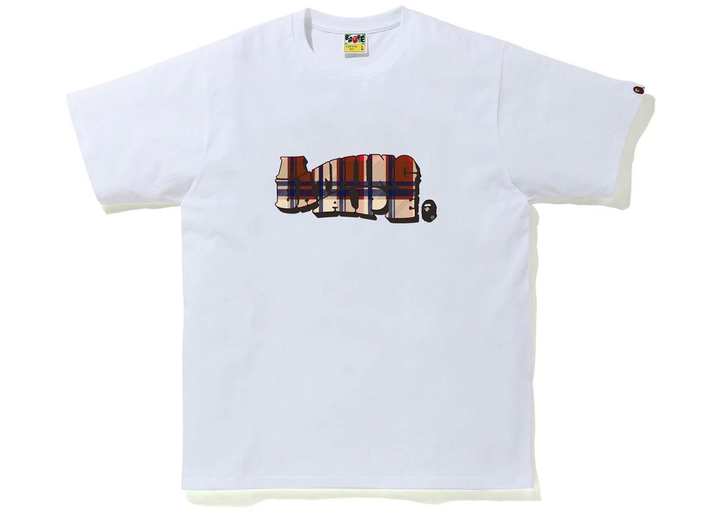 BAPE Check A Bathing Ape Logo Tee White/Red