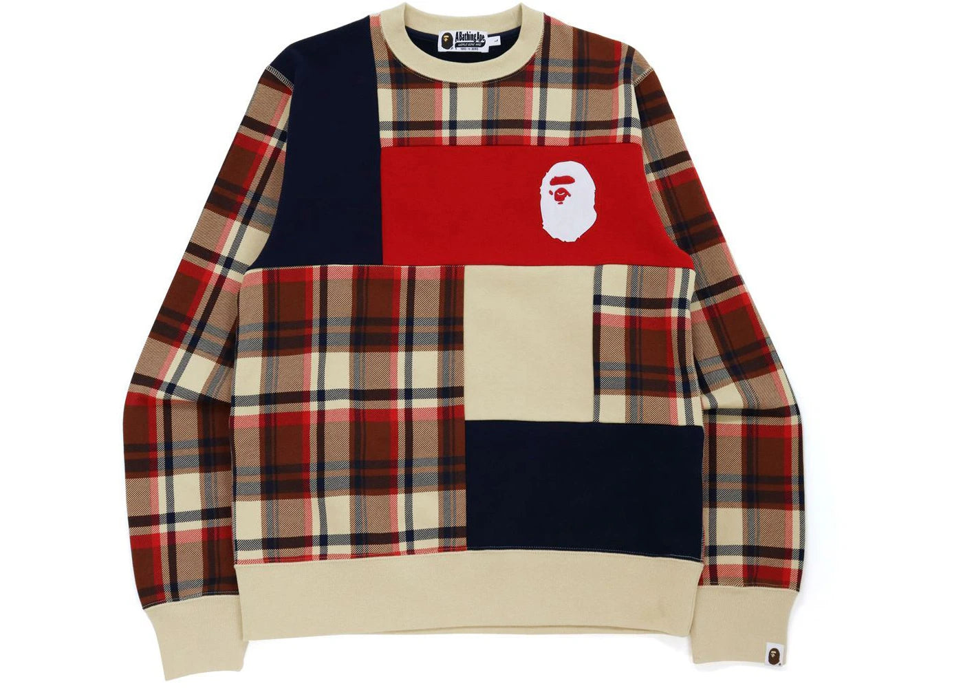 BAPE Check Ape Head Crewneck Red