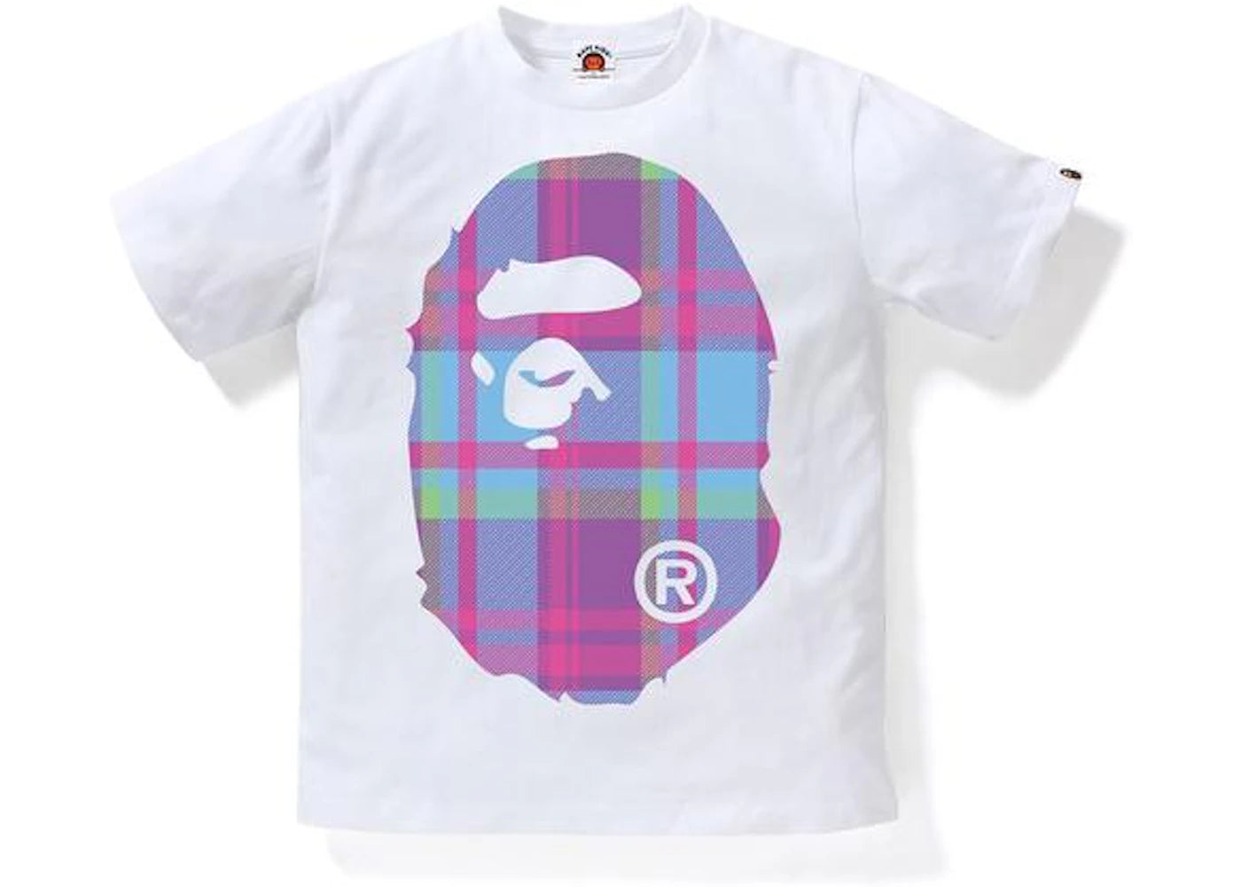 BAPE Check Big Ape Head JR Kids Tee White/Purple