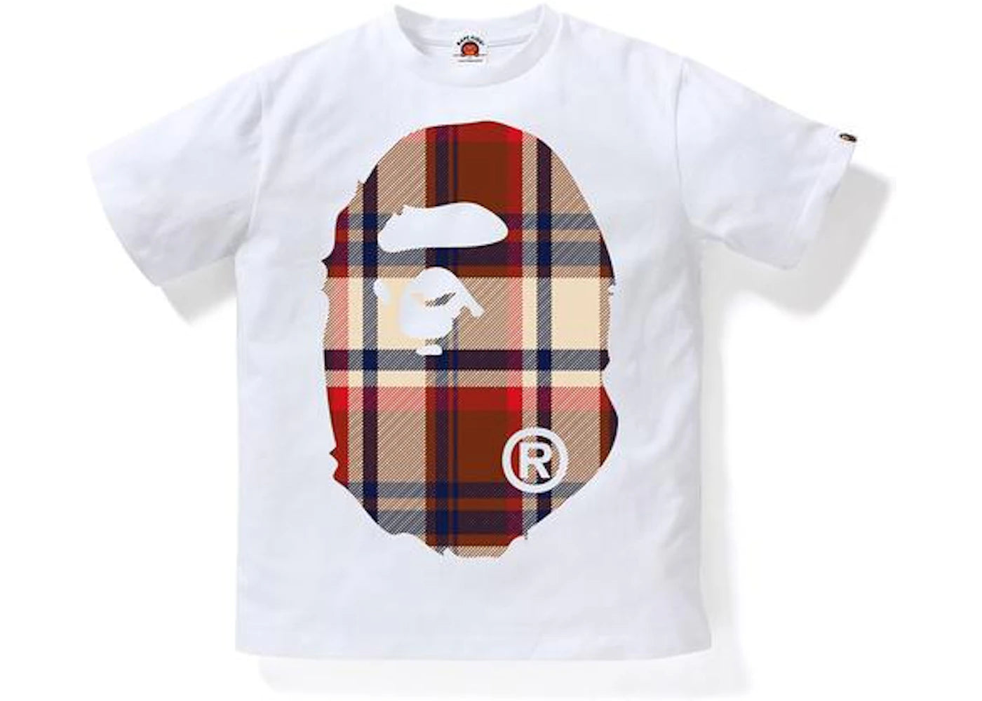 BAPE Check Big Ape Head JR Kids Tee White/Red