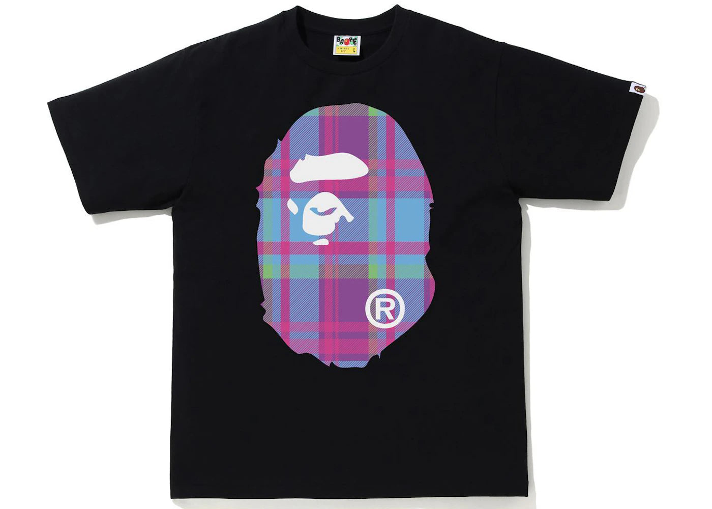 BAPE Check Big Ape Head Tee Black/Purple