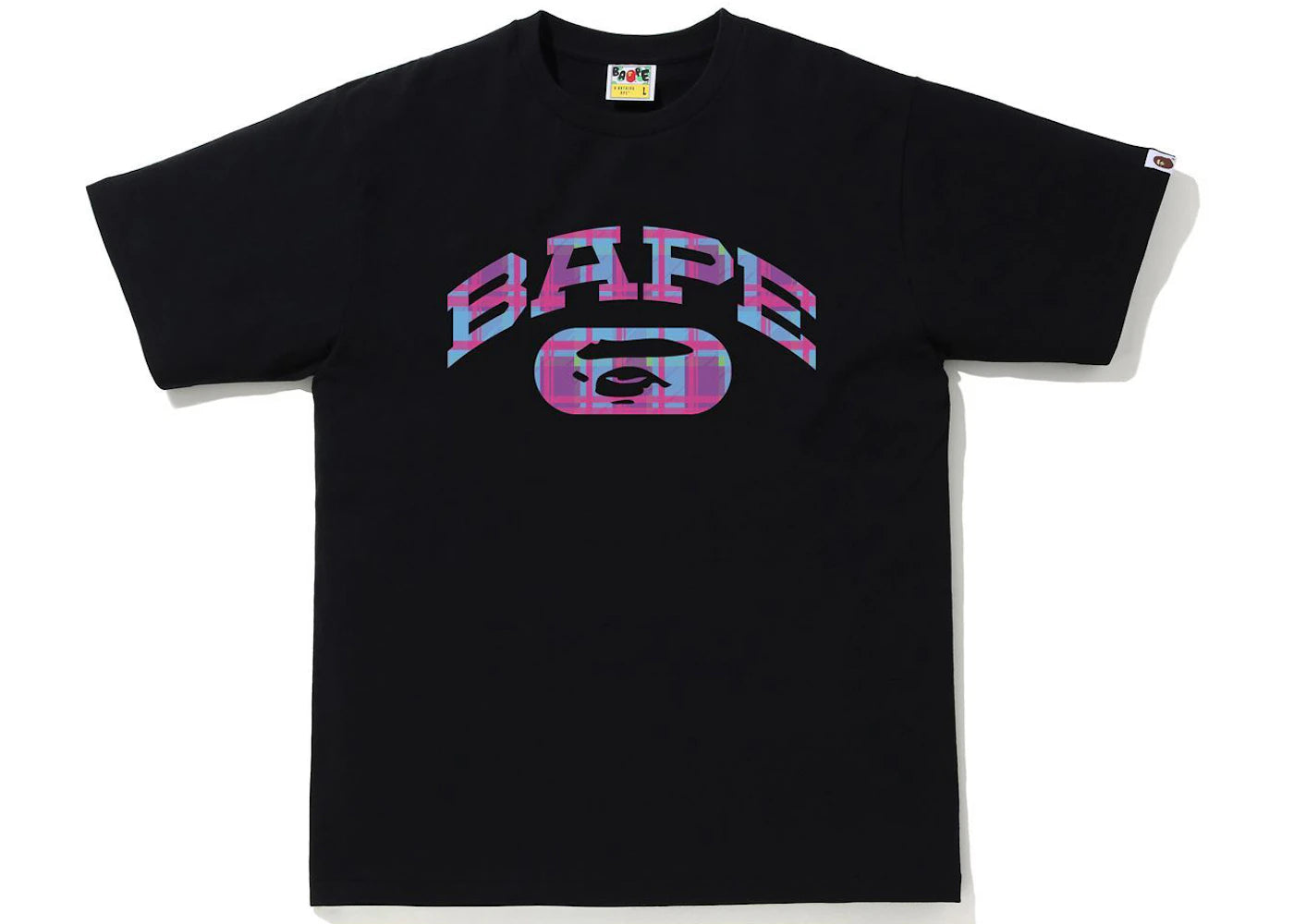 BAPE Check College Logo Tee Black/Purple