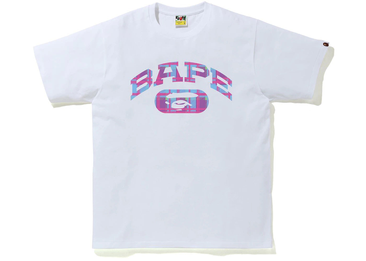 BAPE Check College Logo Tee White/Purple