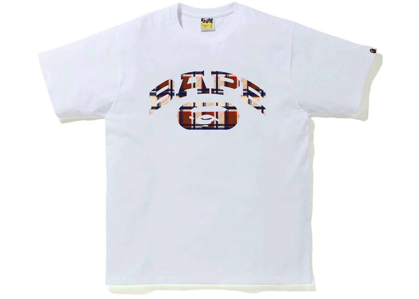 BAPE Check College Logo Tee White/Red