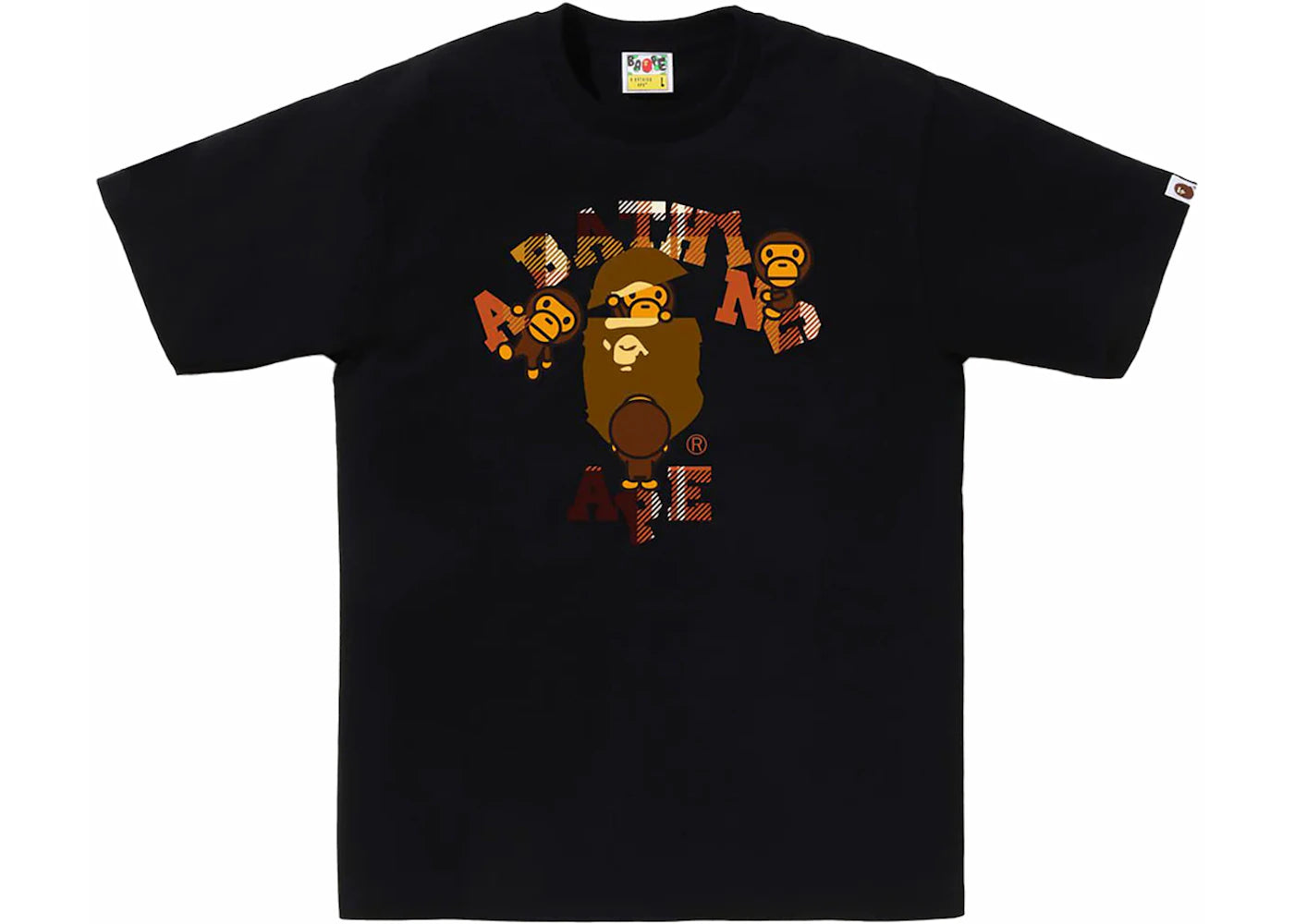 BAPE Check College Milo Tee Black