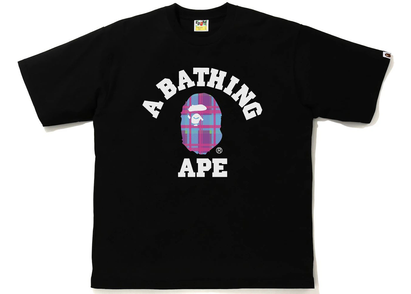 BAPE Check College Relaxed Fit Tee Black/Purple