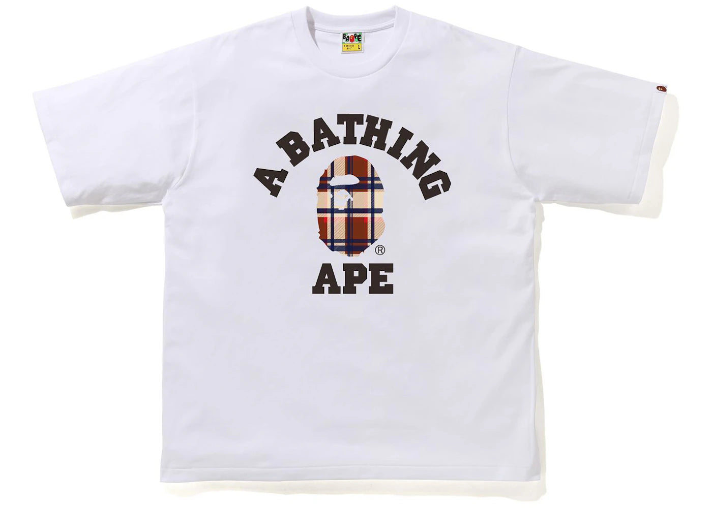 BAPE Check College Relaxed Fit Tee White/Red