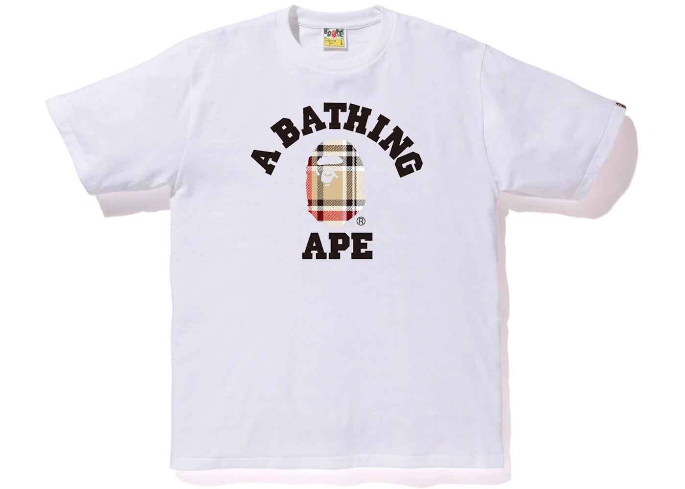 BAPE Check College Tee White/Beige