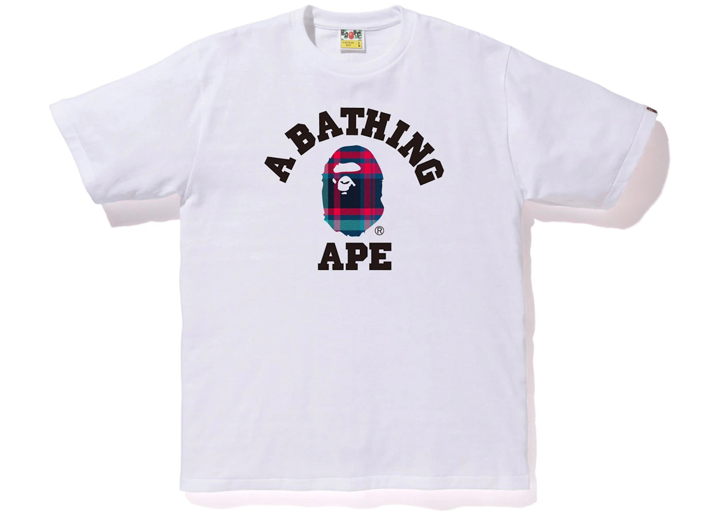 BAPE Check College Tee White/Navy