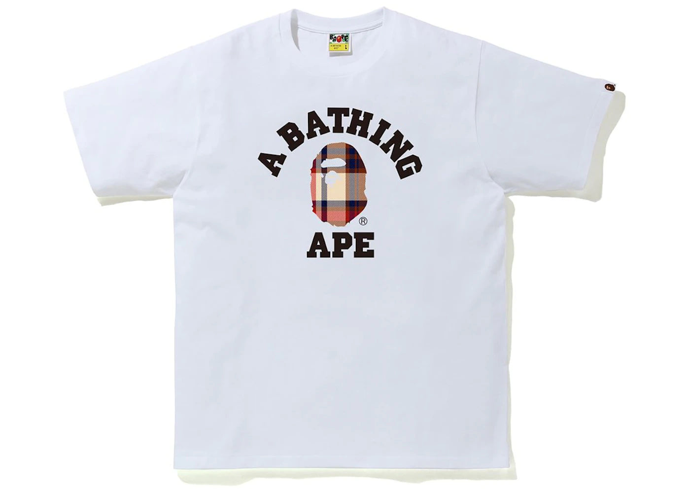 BAPE Check College Tee White/Red