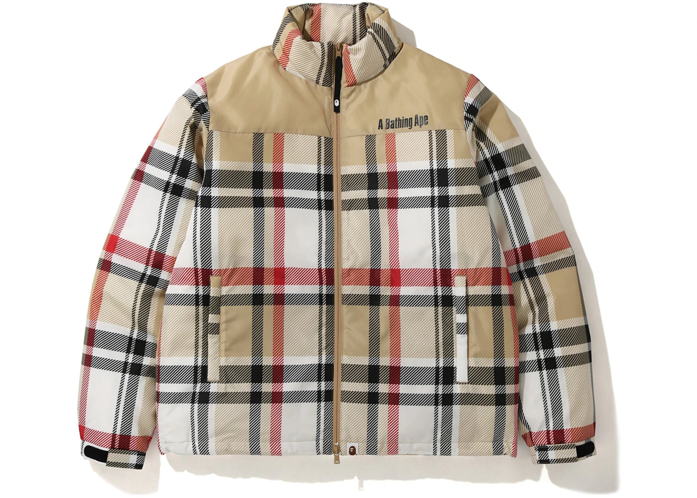 BAPE Check Down Jacket Beige