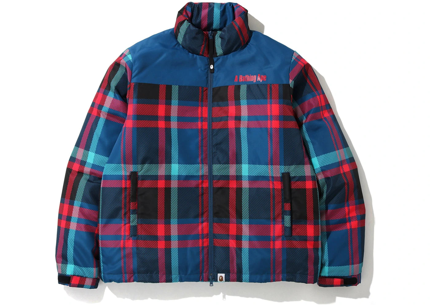 BAPE Check Down Jacket Navy