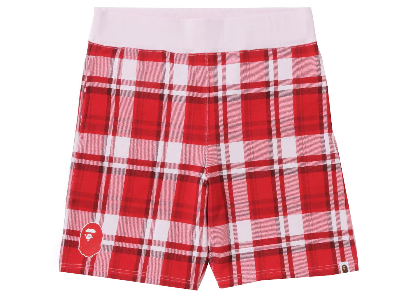 BAPE Check Gift Sweat Shorts Red