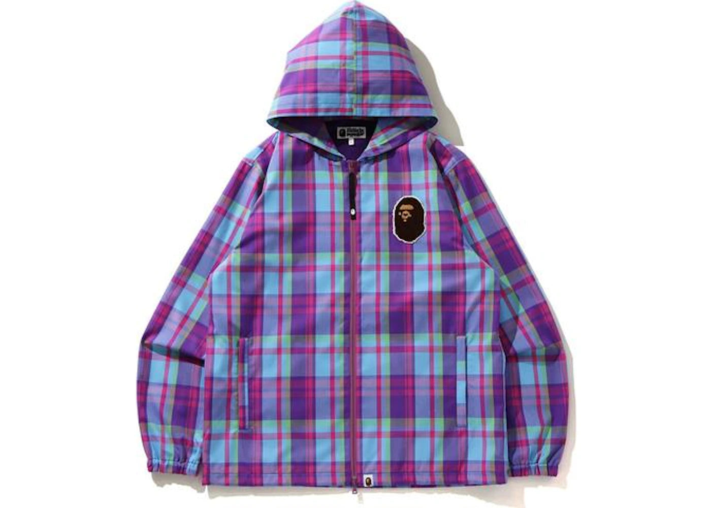 BAPE Check Hoodie Jacket Purple