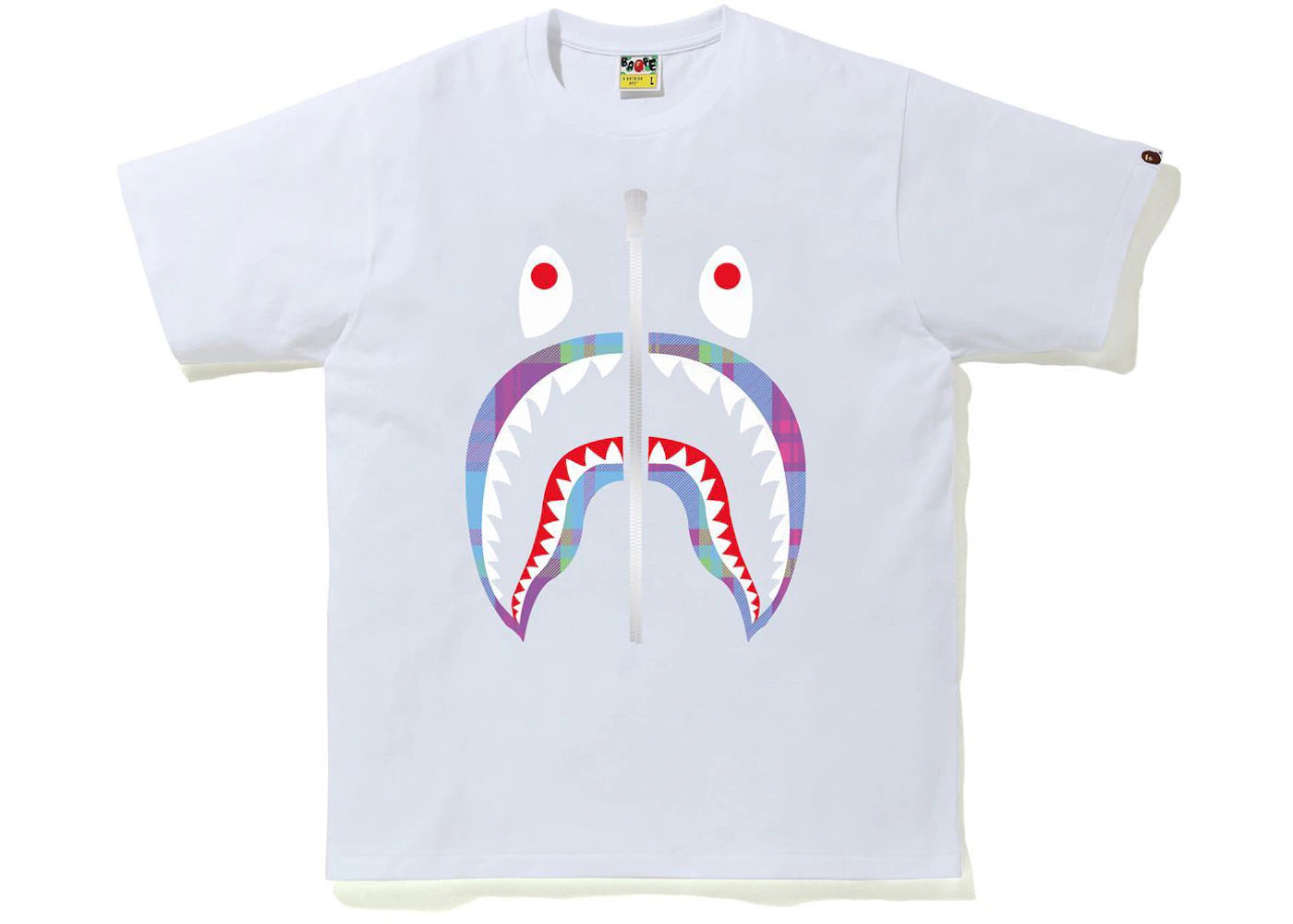 BAPE Check Shark Tee White/Purple
