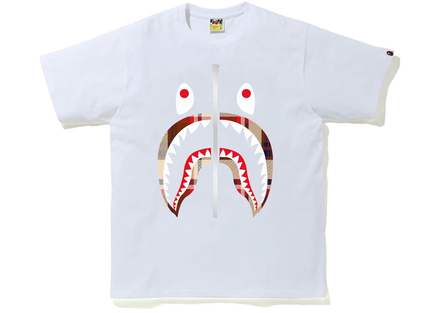 BAPE Check Shark Tee White/Red