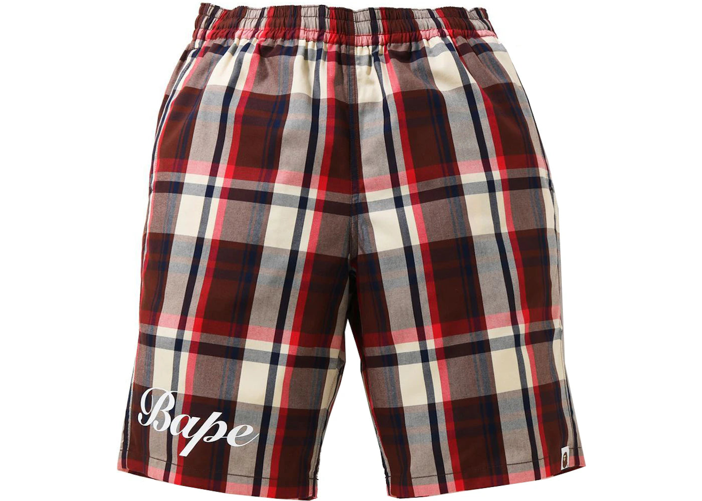 BAPE Check Shorts Red