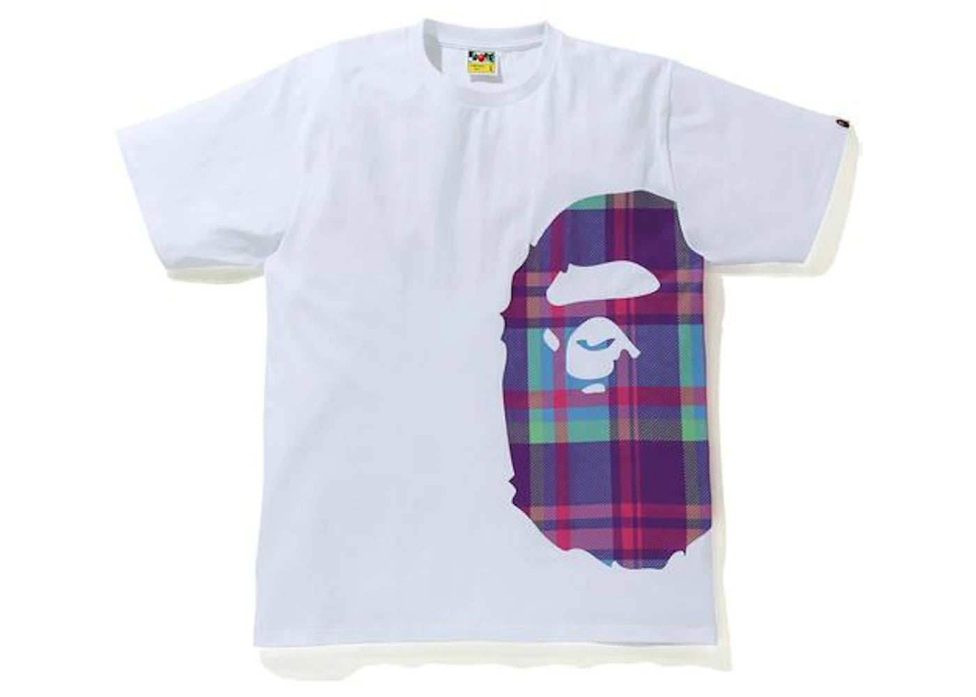 BAPE Check Side Big Ape Head Tee White/Purple