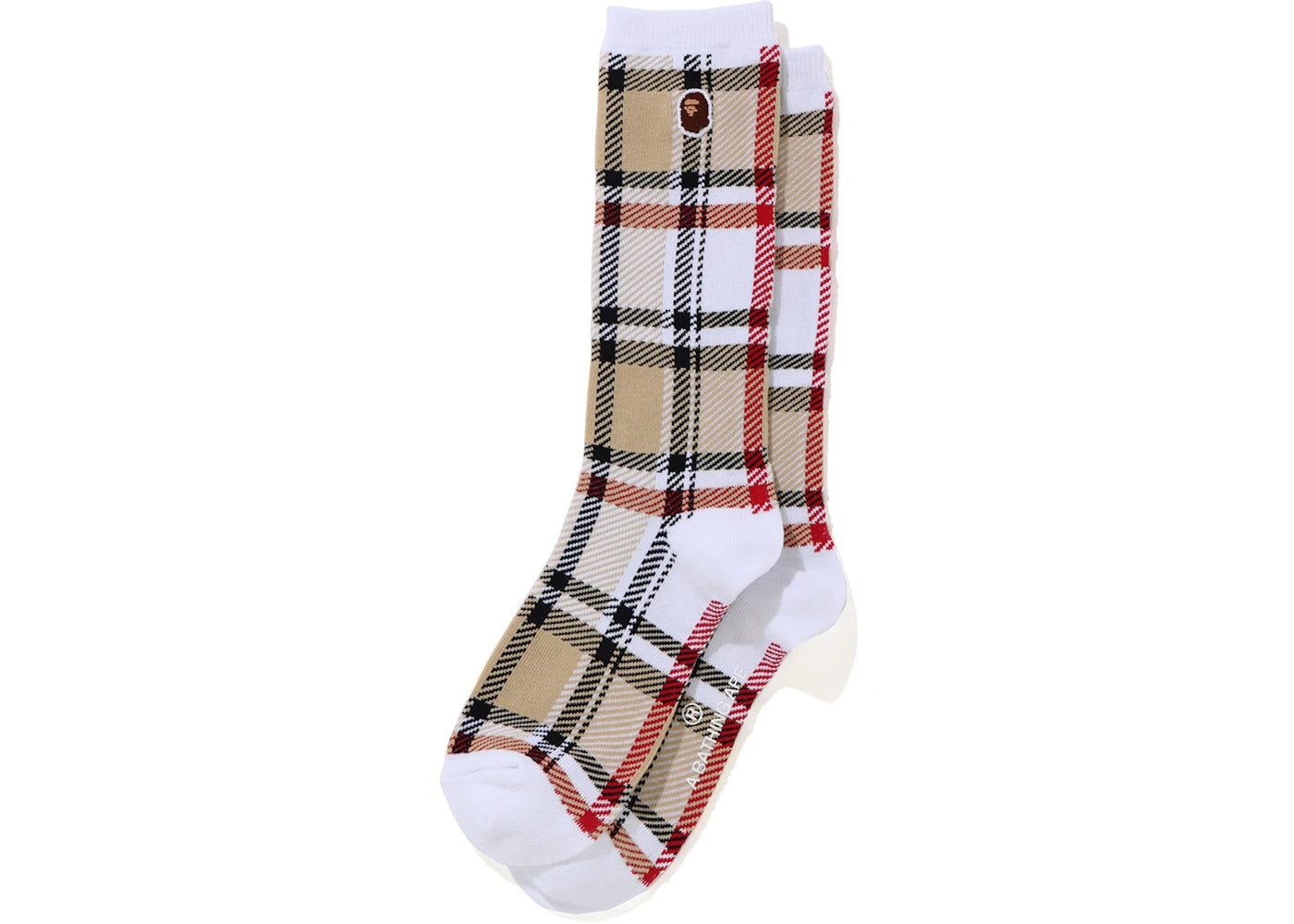 BAPE Check Socks Beige