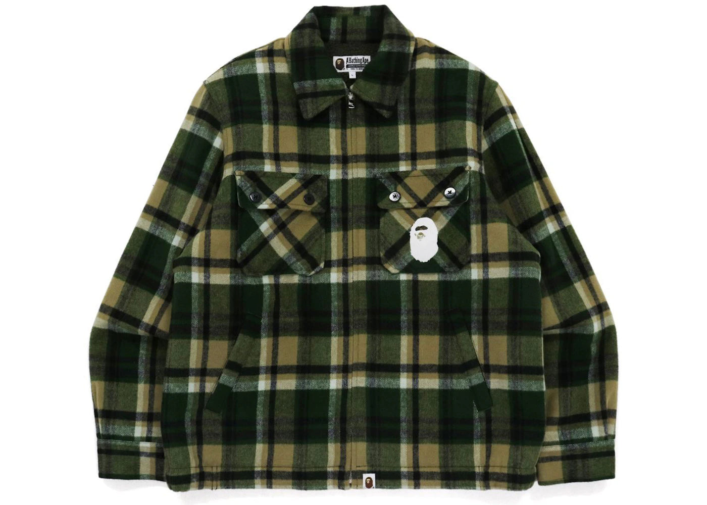 BAPE Check Zip CPO Jacket Olivedrab