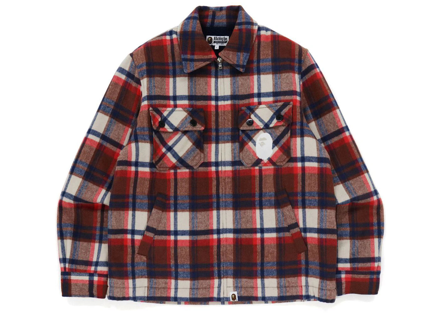 BAPE Check Zip CPO Jacket Red