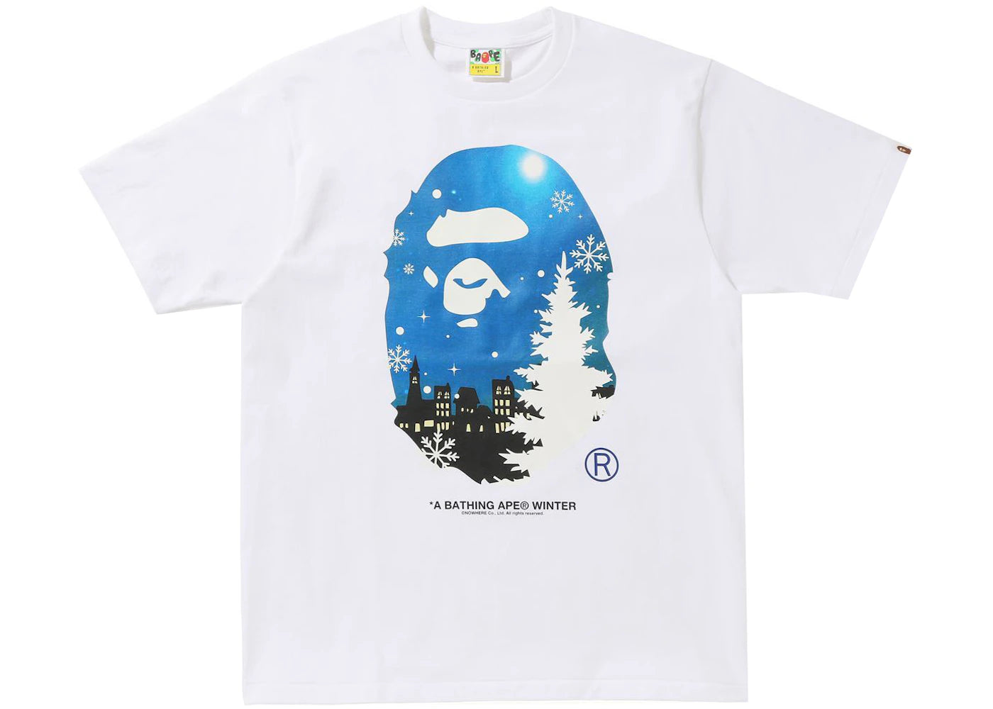 BAPE Christmas Ape Head Glow in the Dark Tee White