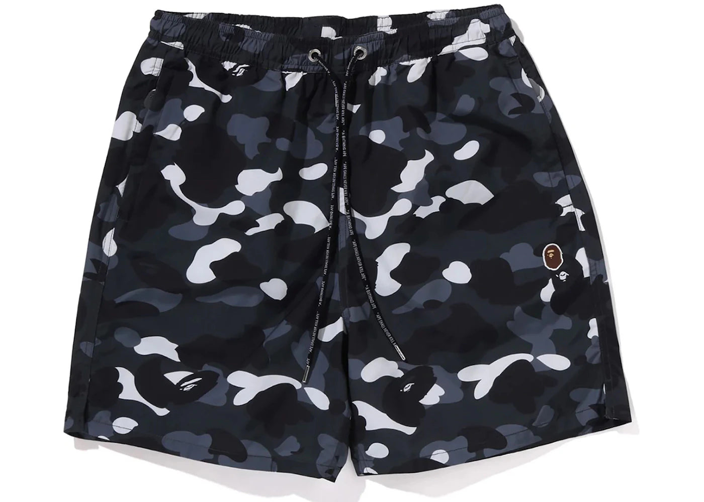 BAPE City Camo Ape Head One Point Beach Shorts Black