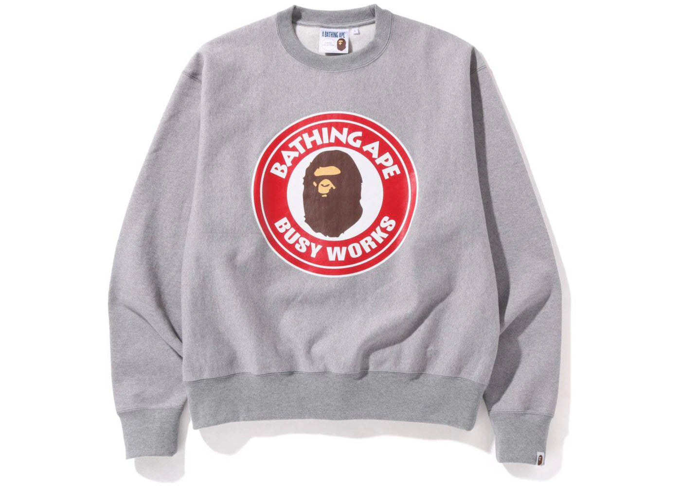 BAPE Classic Busy Works Relaxed Fit Crewneck Sweatshirt Grey