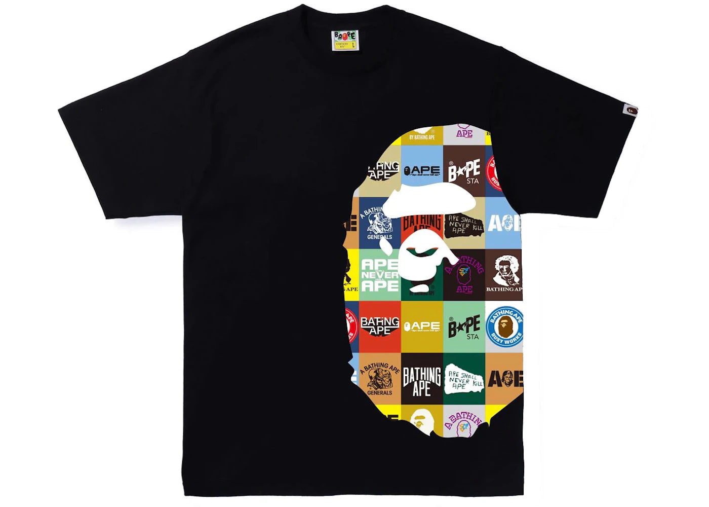 BAPE Classic Logo Side Big Ape Head Tee Black