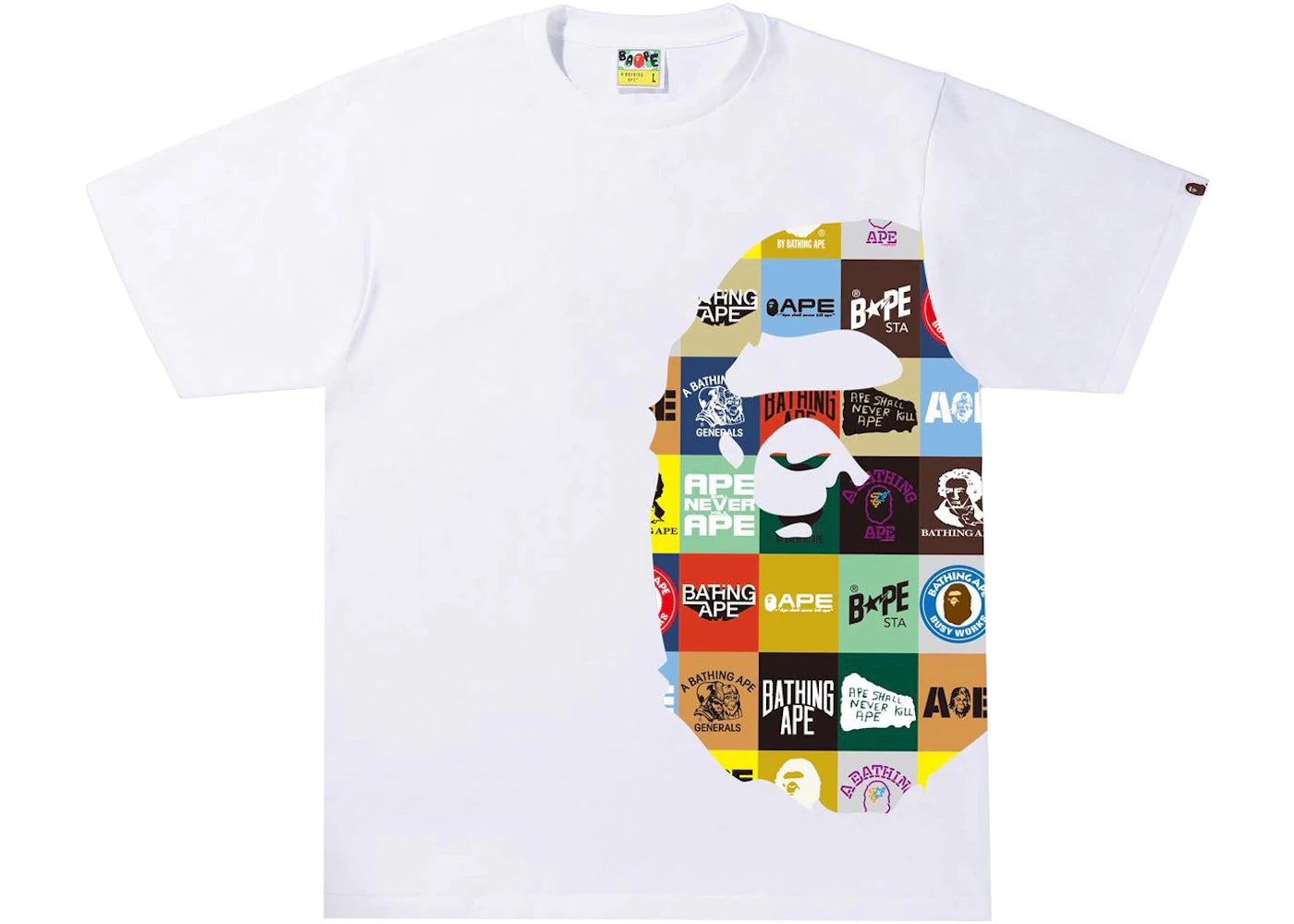 BAPE Classic Logo Side Big Ape Head Tee White