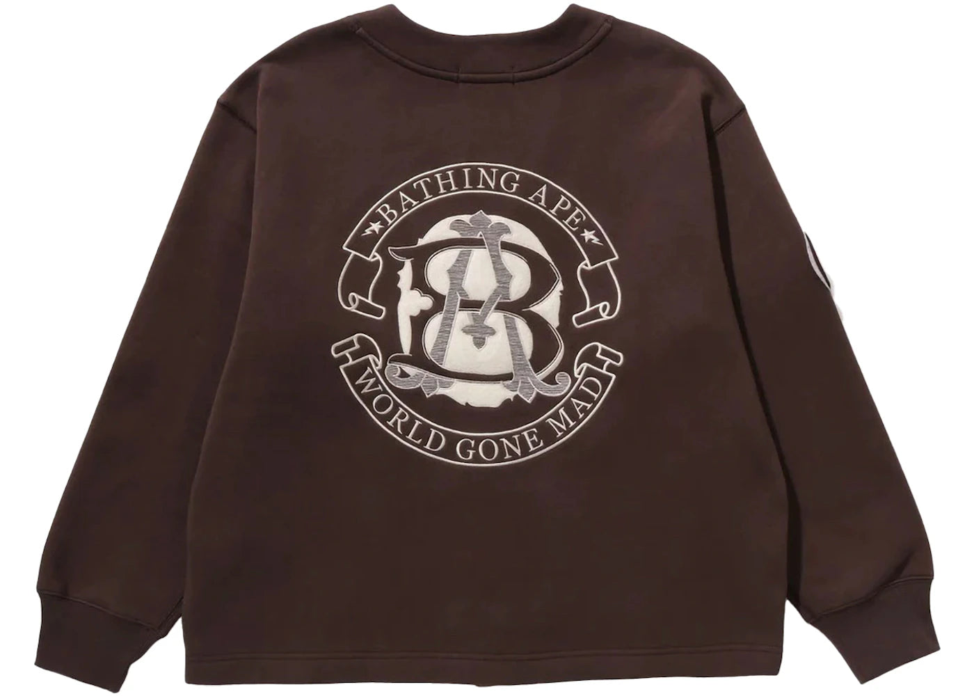 BAPE College Badges Sweat Cardigan Brown