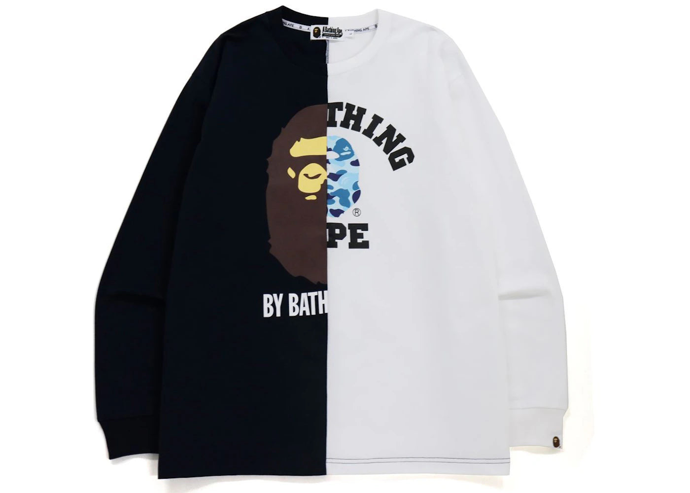 BAPE College & By Bathing Relaxed Fit Ape L/S Tee Navy